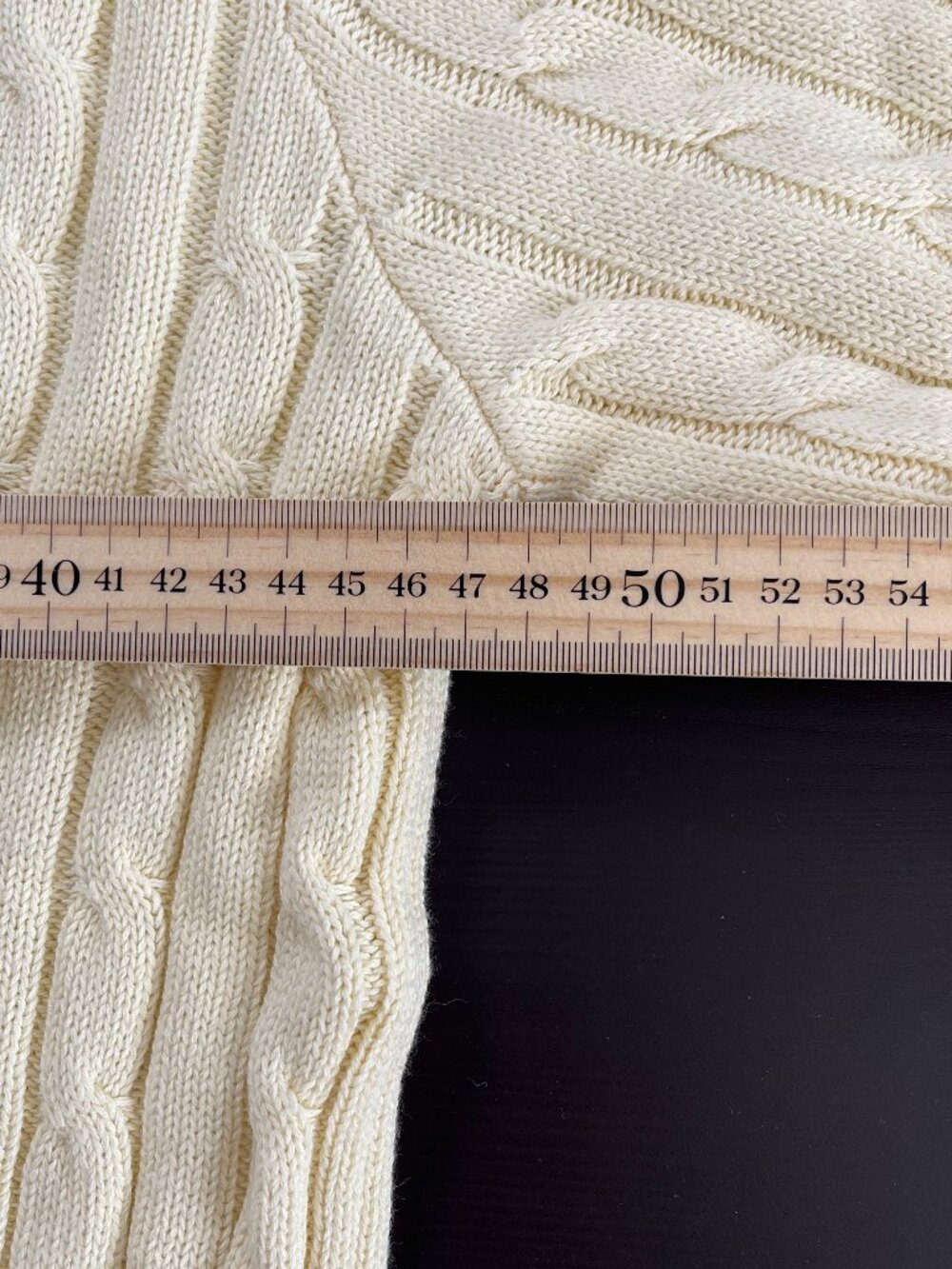 Polo by Ralph Lauren Cream Cable-Knit V-Neck Sweater with Navy Pony - Picture 6 of 7